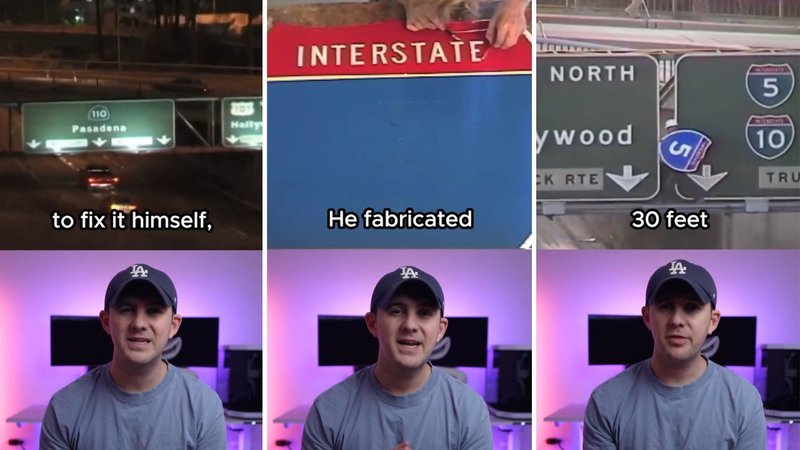 Three screenshots of Dommy’s viral video, showing him speaking to the camera as footage of Ankrom plays above him.