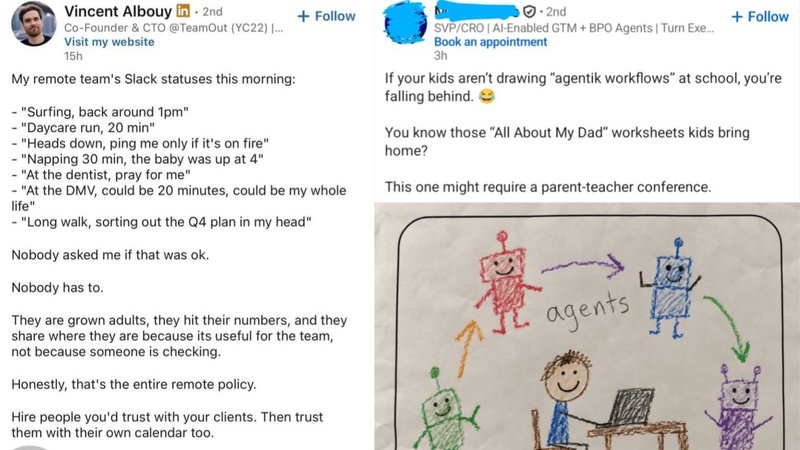 Two Linkedin posts.
