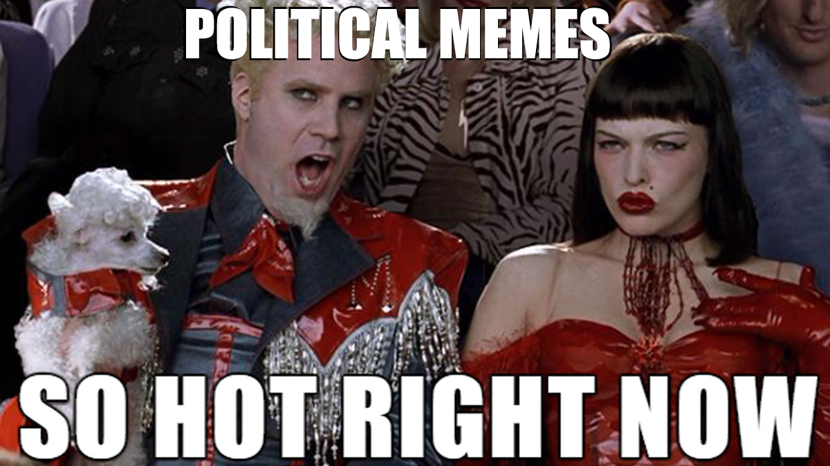 Political Memes so how right now meme depicting Will Farrell and Milla Jovovich from Zoolander.