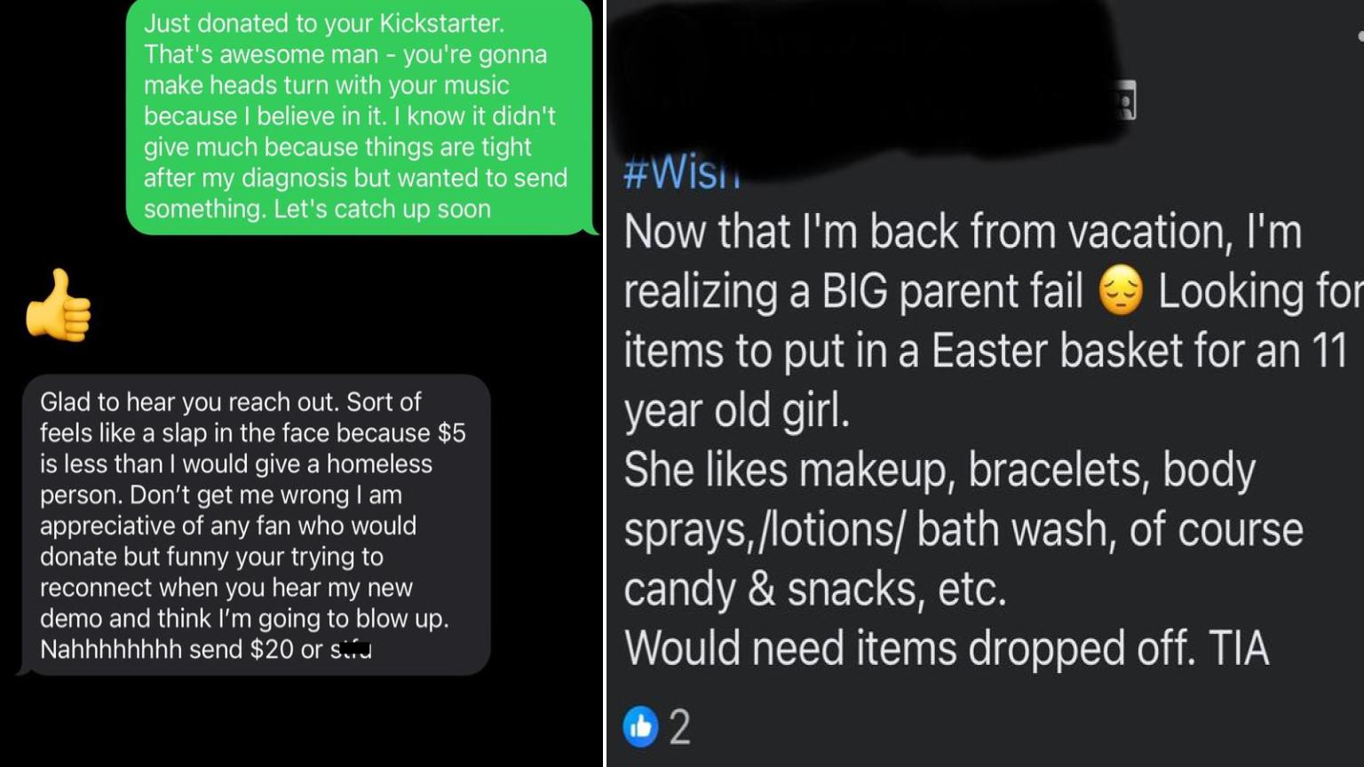 Two images from Choosing Beggars.