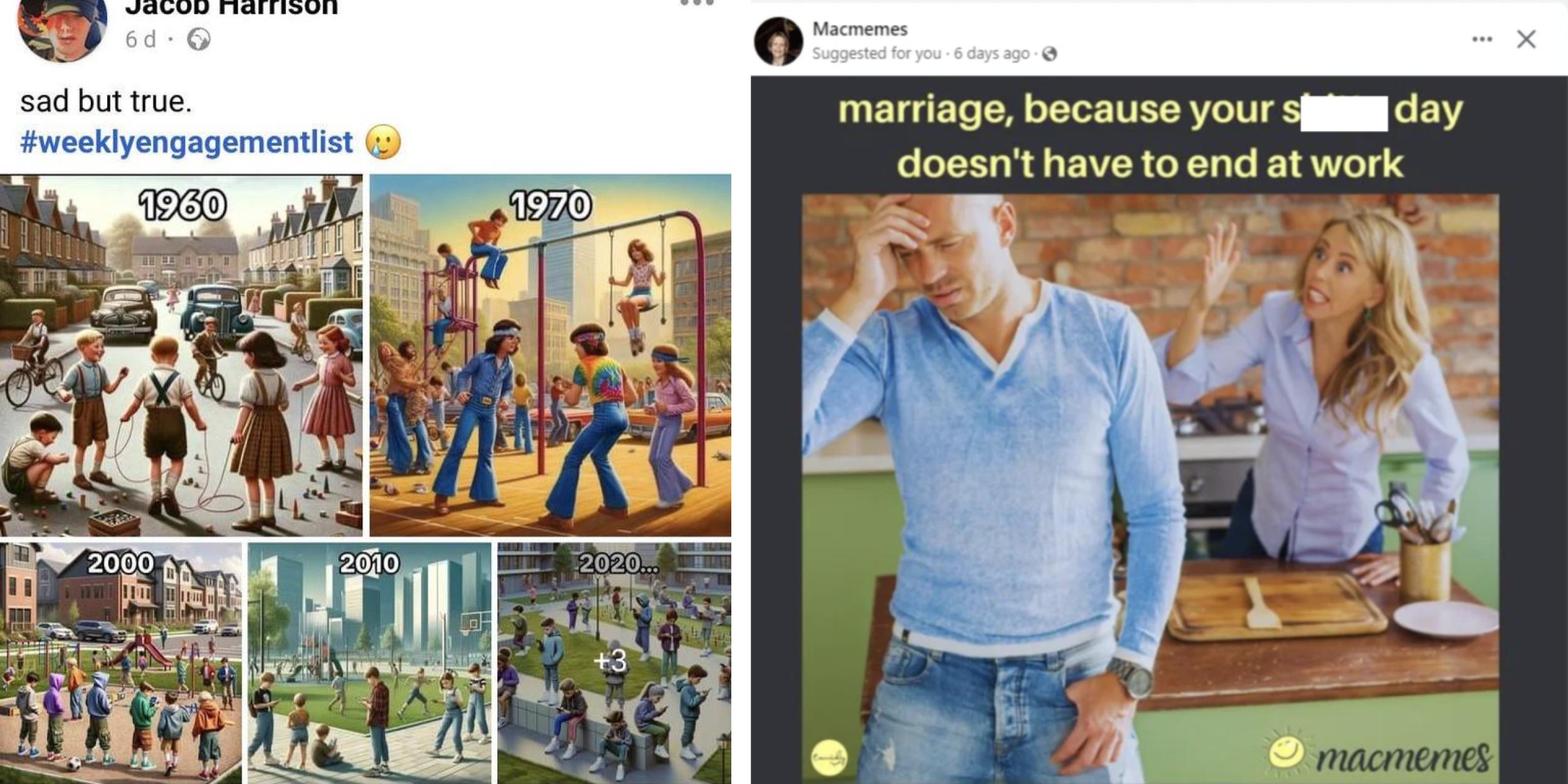 Two images from Terrible Facebook Memes