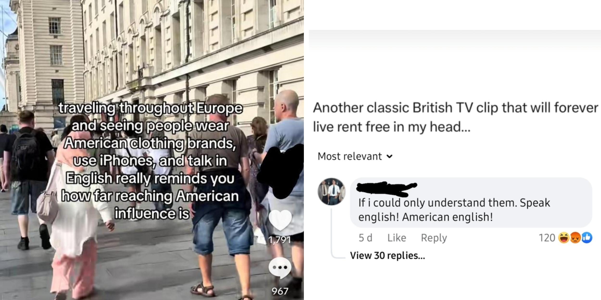 Two images of Delusional Comments From Americans.