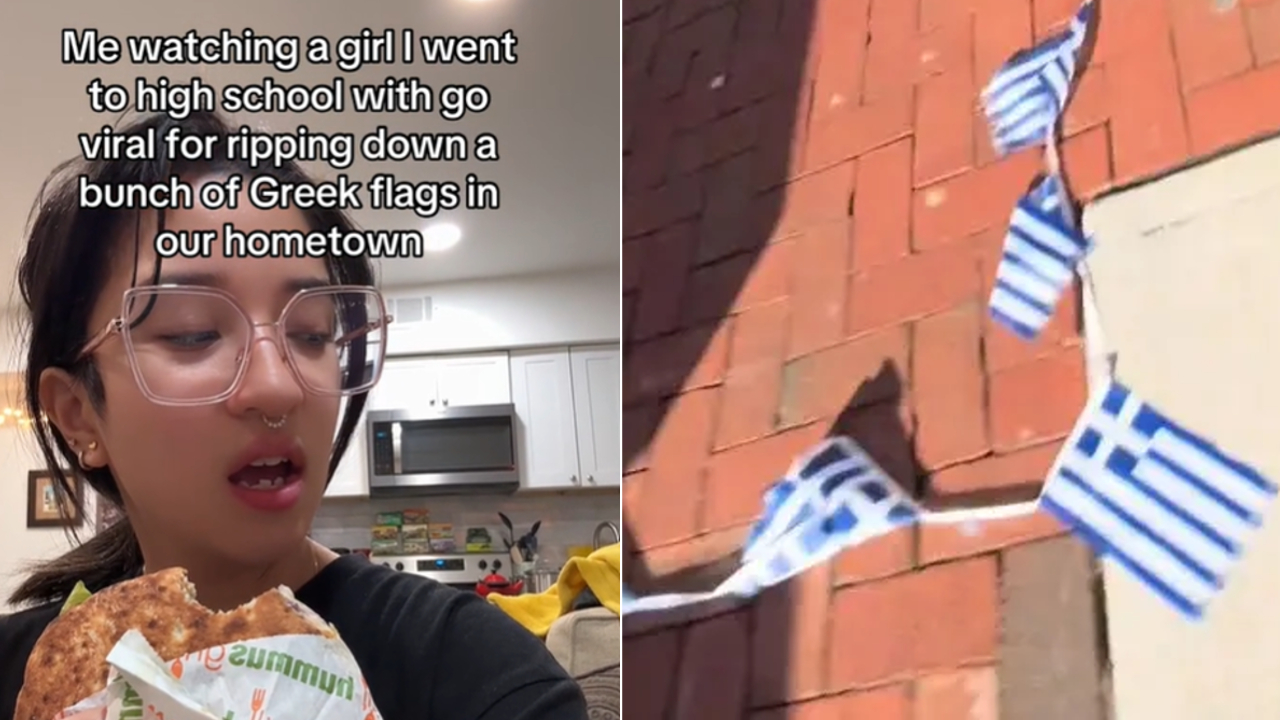 Who Is TikToker 'Ambamelia' And Why Did She Tear Down Greek Flags At A