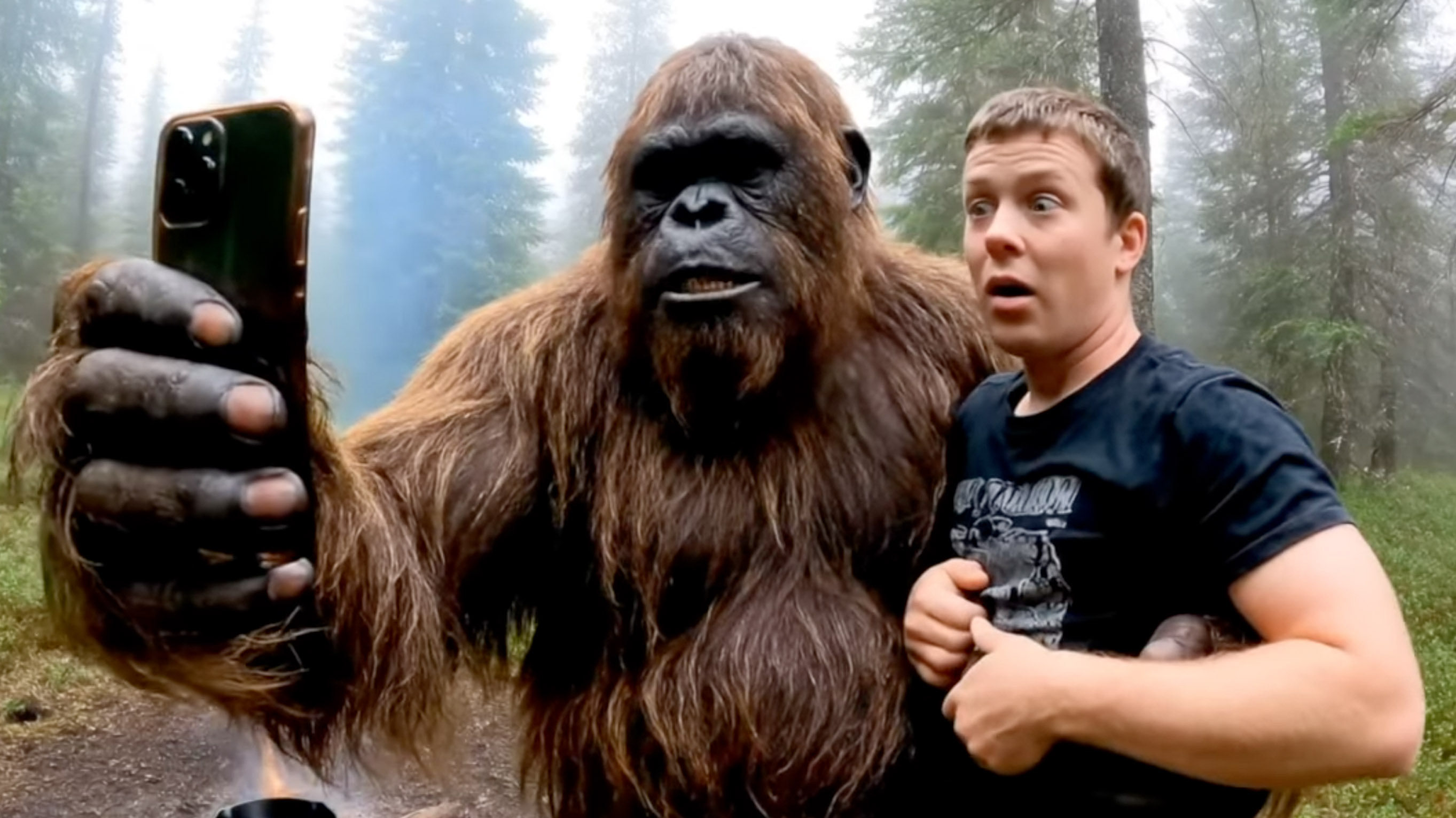 An image from an AI Bigfoot vlog on YouTube.