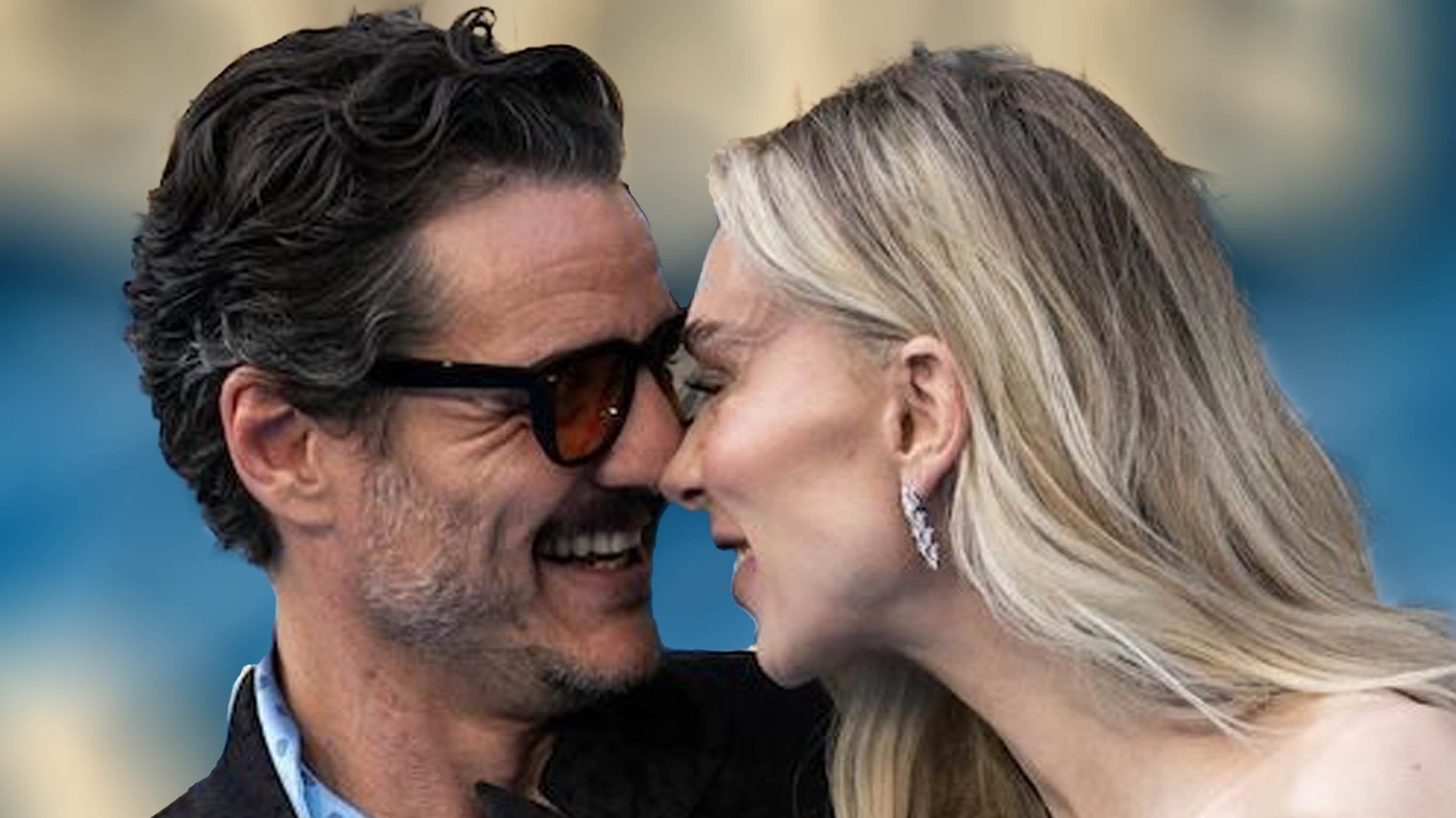 Pedro Pascal touching Vanessa Kirby akin to the Pedro Pascal Anxiety memes.