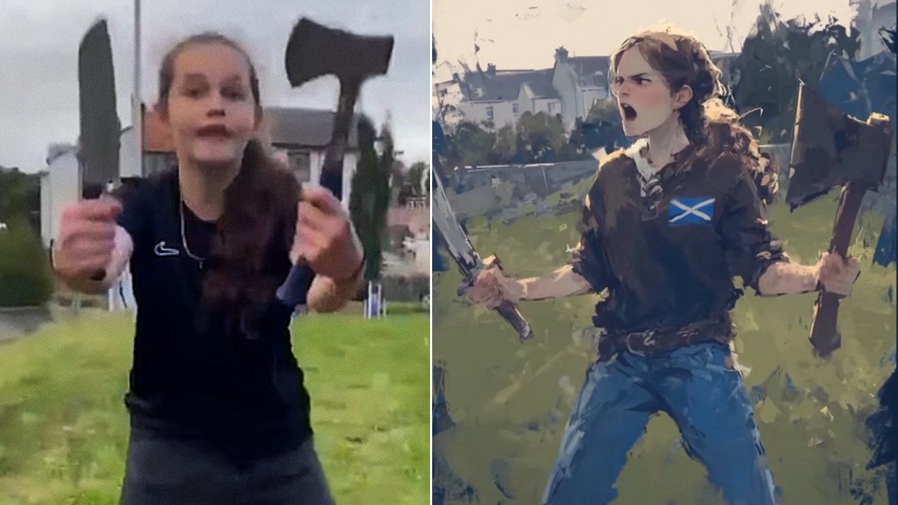 Scottish Axe And Knife Girl / Mayah Sommers viral video explained.