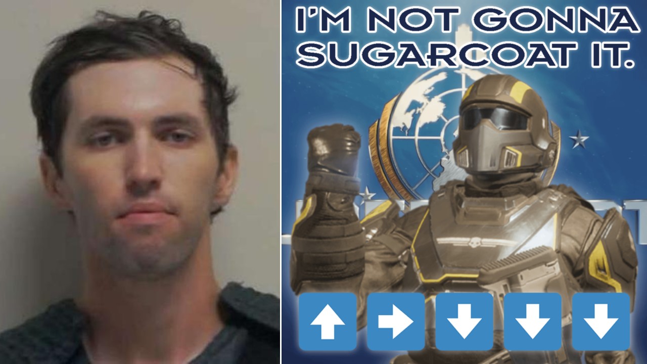 Image of Tyler Robinson, left, the 500kg Eagle bomb meme, right.