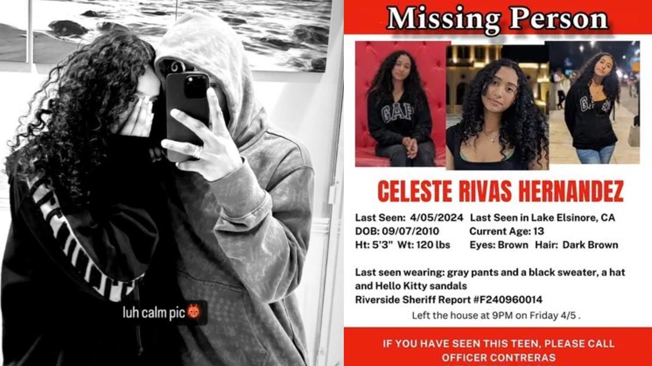 A photo of D4vd next to a missing persons poster of Celeste.