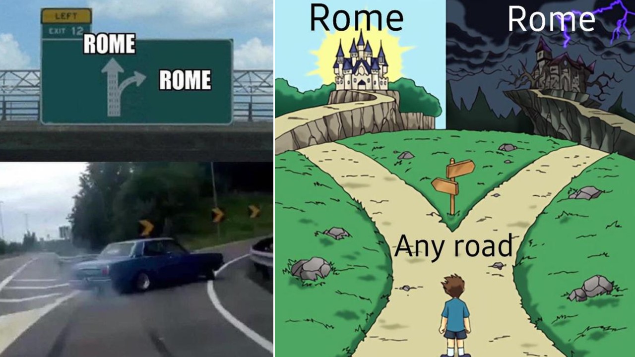 All Roads Lead To Rome meme explained.