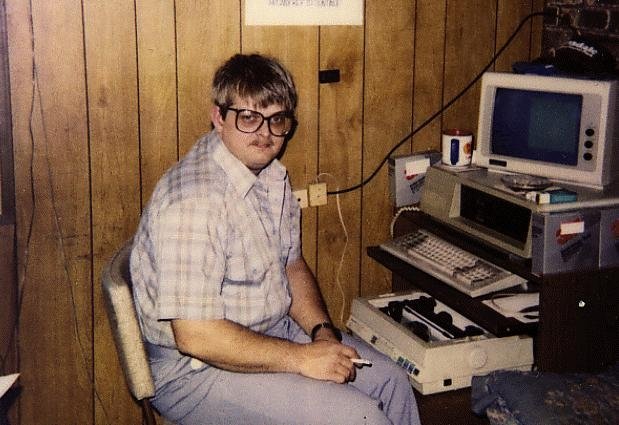 80s PC nerd smoking