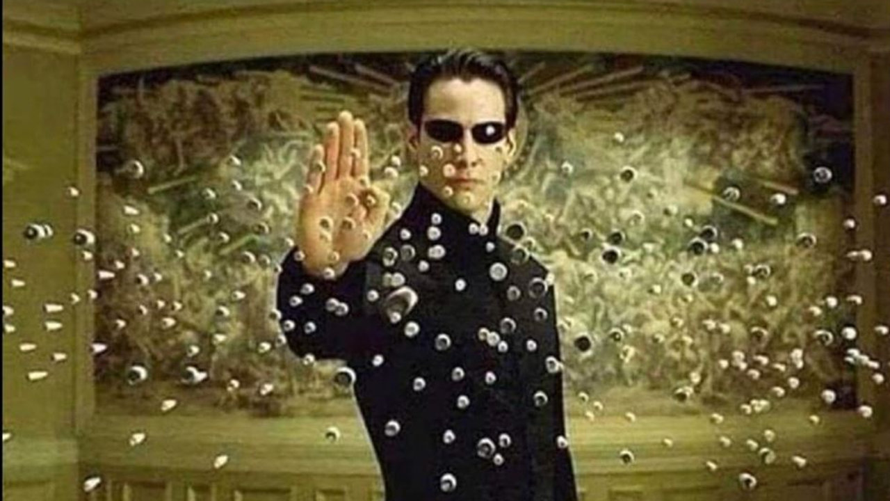 Matrix Neo Dodging Bullets