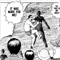 Image from the manga of a man saying the line.