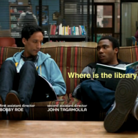 Donde Esta La Biblioteca / Spanish Rap Troy and Abed sitting side by side singing a rap song in Spanish