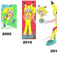 Sonichu Sonichu half Sonic half Pikachu design over the years