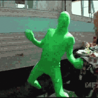 Green Man dancing like no one is watching GIF