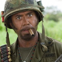 Robert Downey Jr. as Kirk Lazarus in Tropic Thunder
