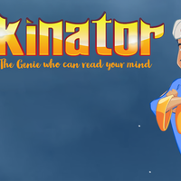 Akinator site logo and mascot depicting a genie.