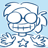 Webcomics smiling cartoon character with glasses