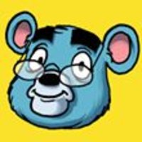 Tom Preston Cartoon bear with thick eyebrows and glasses