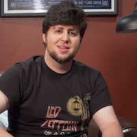 Jon Jafari in a Led Zeppelin t-shirt