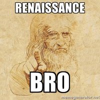 Leonardo Da Vinci self portrait sketch captioned with the words RENAISSANCE BRO