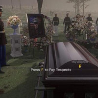 Press F to Pay Respects Cutscene prompting players to Press F to Pay Respect at a funeral
