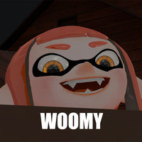 Woomy A Splatoon inkling girl peering over a wall saying Woomy from the meme.