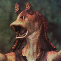 Jar Jar Binks looking scared 