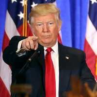 Fake News Donald Trump pointing accusingly