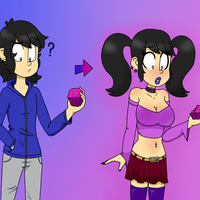 Bimbofication Bimbofication | Cartoon example of girl going from homely plain outfit to sexualized clothing in an example of bimbofication