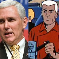 Mike Pence and comic character Race Bannon