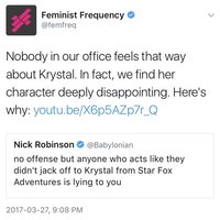 Nick Robinson "Krystal From Star Fox" Controversy
