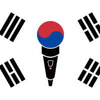 South Korea flag with a microphone incorporated into it