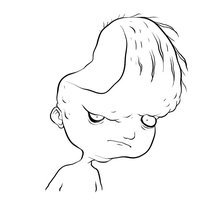 drawing of a boy with half of his head missing