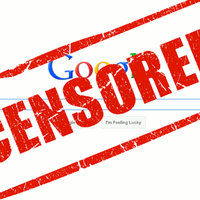 Internet Censorship in China Google page with the word CENSORED stamped over it
