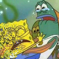 Disintegration Effect / I Don't Feel So Good Spongebob disintegrating in a fish's arms