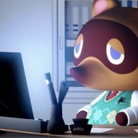 Tom Nook at a Desk