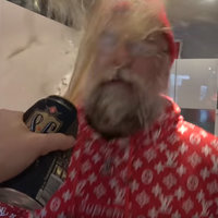 Spraying Beer in Papanomaly's Face