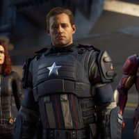 Bruce Banner Black Widow Captain America and Iron Man as they appear in the Marvel's Avengers video game