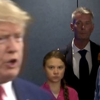 Greta Thunberg Stares at Donald Trump