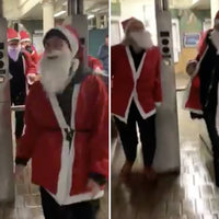 SantaCon Subway Turnstile Jump Video