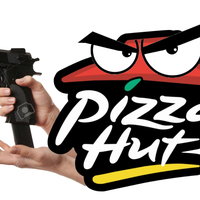 Out Pizza the Hut Out Pizza the Hut meme example depicting the pizza hut logo anthropomorphized loading a gun.
