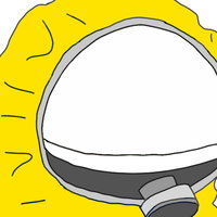Hazmat Suit Edits illustration drawing of the head of an empty bright yellow hazmat suit