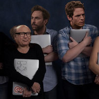 The original shadow team image photoshopped to replace their heads with members of the cast of It's Always Sunny in Philadelphia.