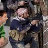 photoshopped image of steve from blues clues squating with syrian rebels

the article explains the history of the image