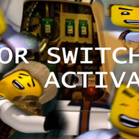 collage of the lego ninjago character zane laughing with text humor switch activated overlaid on top of the image