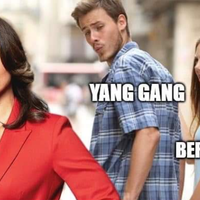#AlohaGang distracted boyfriend meme in which the yang gang choose to move their support to tulsi gabbard rather than to bernie sanders