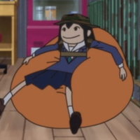 Comfy Asakusa Midori Asakusa from Keep Your Hands Off Eizouken! in sitting in a comfortable beanbag chair
