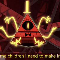 I've Got Some Children I Need To Make Into Corpses bill cipher from gravity falls, a red, anthropomorphic pyramid with arms, legs, an eye and a top hat. They are captioned as saying "I've Got Some Children I Need To Make Into Corpses"
the article explores the origins and usage of the meme.
