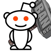 Reddit Snoo with a banhammer